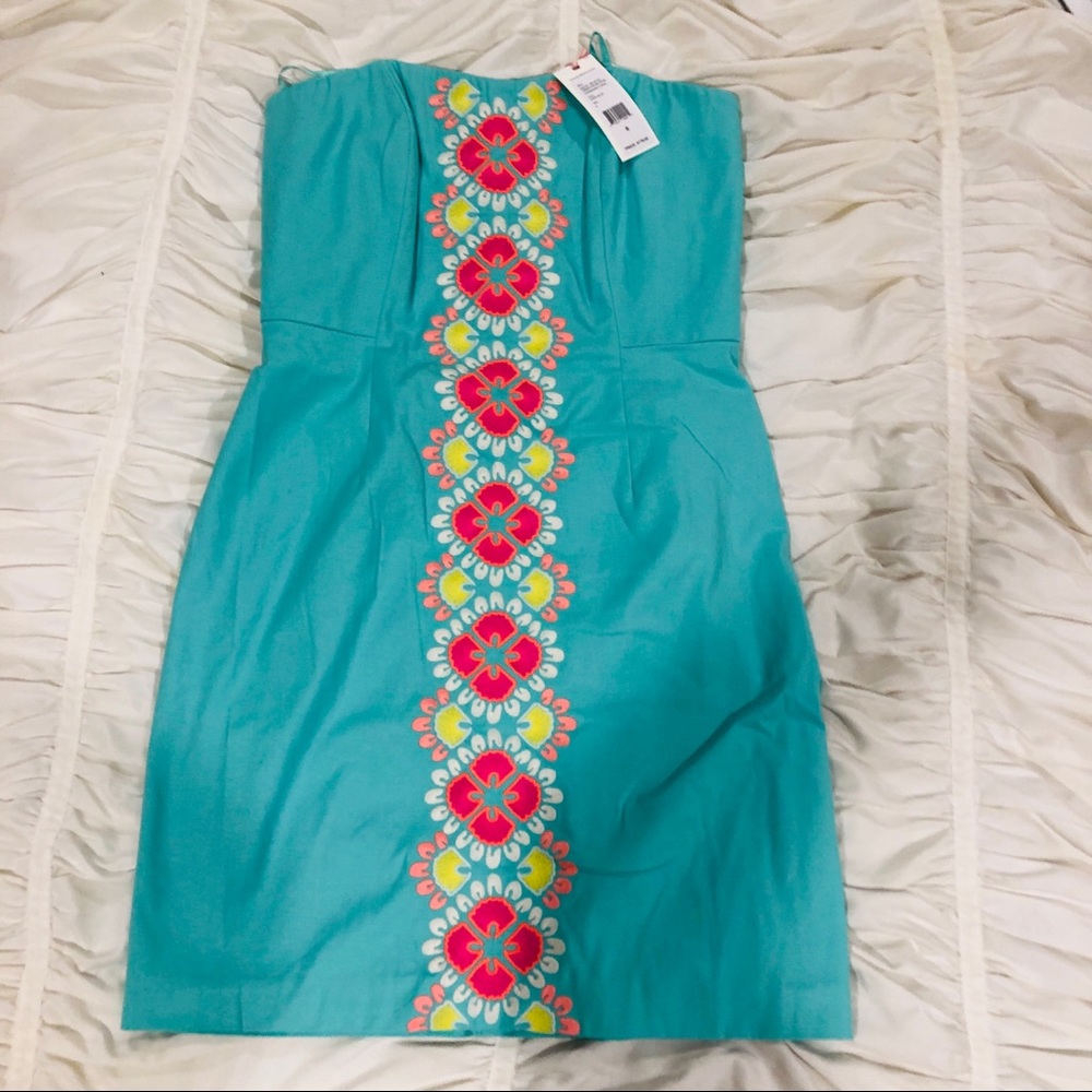 Vineyard Vines teal embroidered dress - NWT!